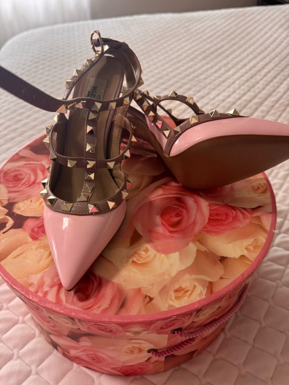 Valentino Pink Patent Rockstud T-Strap Pumps - Picture 3 of 5